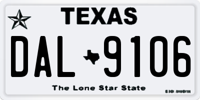 TX license plate DAL9106