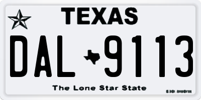 TX license plate DAL9113