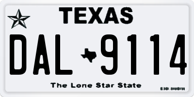 TX license plate DAL9114