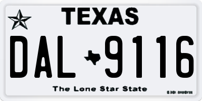 TX license plate DAL9116