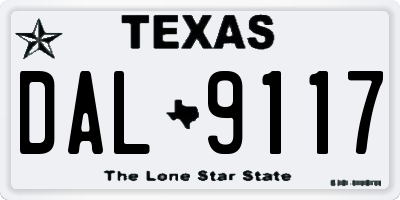 TX license plate DAL9117