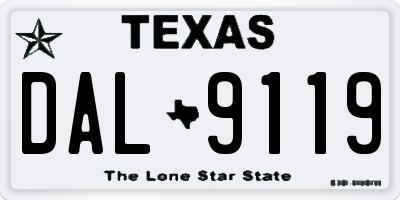 TX license plate DAL9119