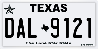 TX license plate DAL9121