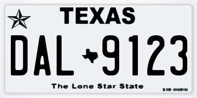 TX license plate DAL9123
