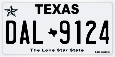 TX license plate DAL9124