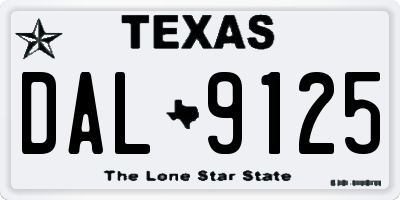 TX license plate DAL9125