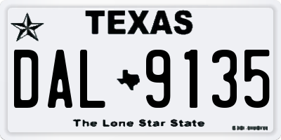 TX license plate DAL9135