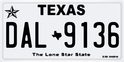 TX license plate DAL9136
