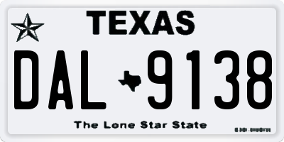 TX license plate DAL9138