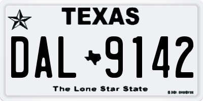 TX license plate DAL9142