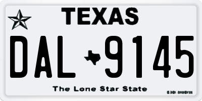 TX license plate DAL9145