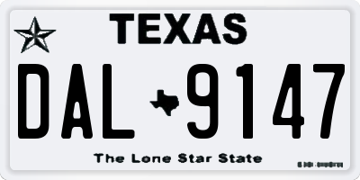 TX license plate DAL9147