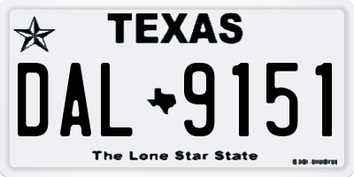 TX license plate DAL9151