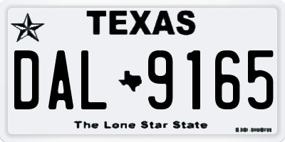 TX license plate DAL9165