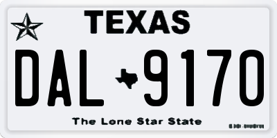 TX license plate DAL9170