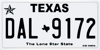 TX license plate DAL9172