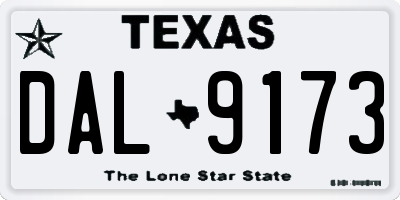TX license plate DAL9173