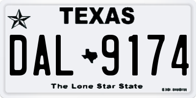 TX license plate DAL9174