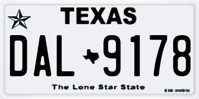 TX license plate DAL9178