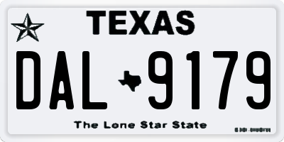 TX license plate DAL9179