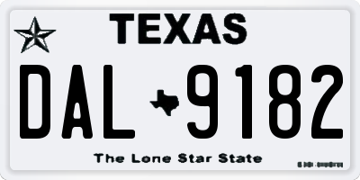 TX license plate DAL9182