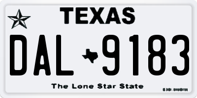 TX license plate DAL9183