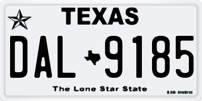 TX license plate DAL9185