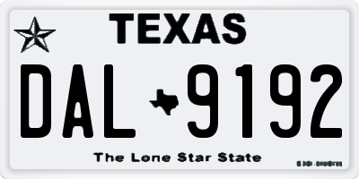 TX license plate DAL9192