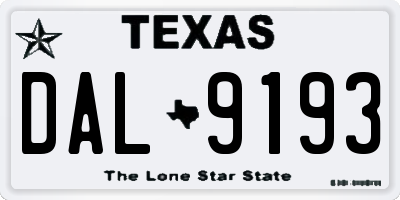 TX license plate DAL9193