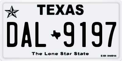 TX license plate DAL9197