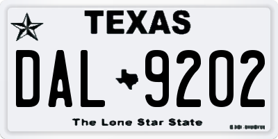 TX license plate DAL9202