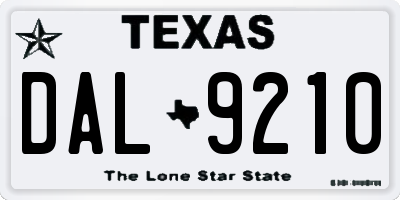 TX license plate DAL9210