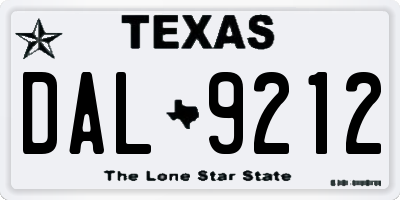 TX license plate DAL9212
