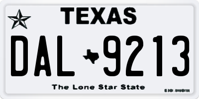 TX license plate DAL9213