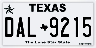TX license plate DAL9215