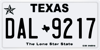 TX license plate DAL9217