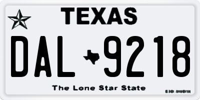 TX license plate DAL9218