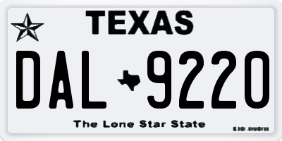 TX license plate DAL9220
