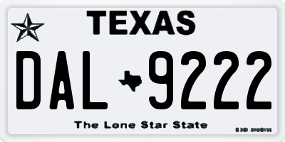 TX license plate DAL9222