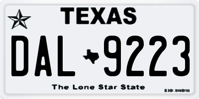 TX license plate DAL9223