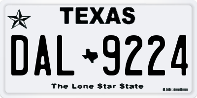 TX license plate DAL9224