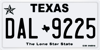 TX license plate DAL9225