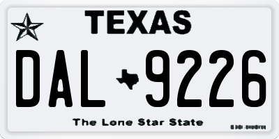 TX license plate DAL9226