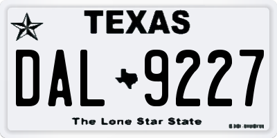TX license plate DAL9227