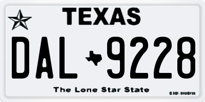 TX license plate DAL9228