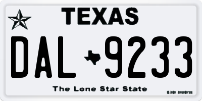 TX license plate DAL9233