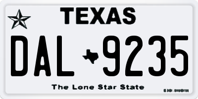 TX license plate DAL9235
