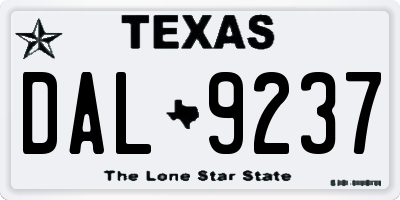 TX license plate DAL9237