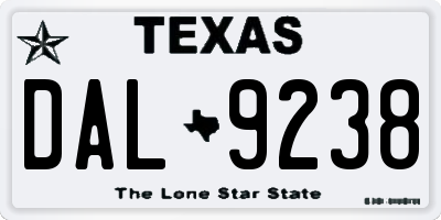 TX license plate DAL9238