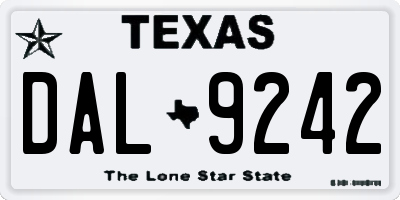 TX license plate DAL9242